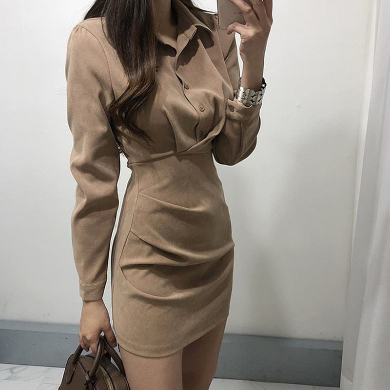 Levoire | Robe Bandage Taille Haute Élégante Chameau