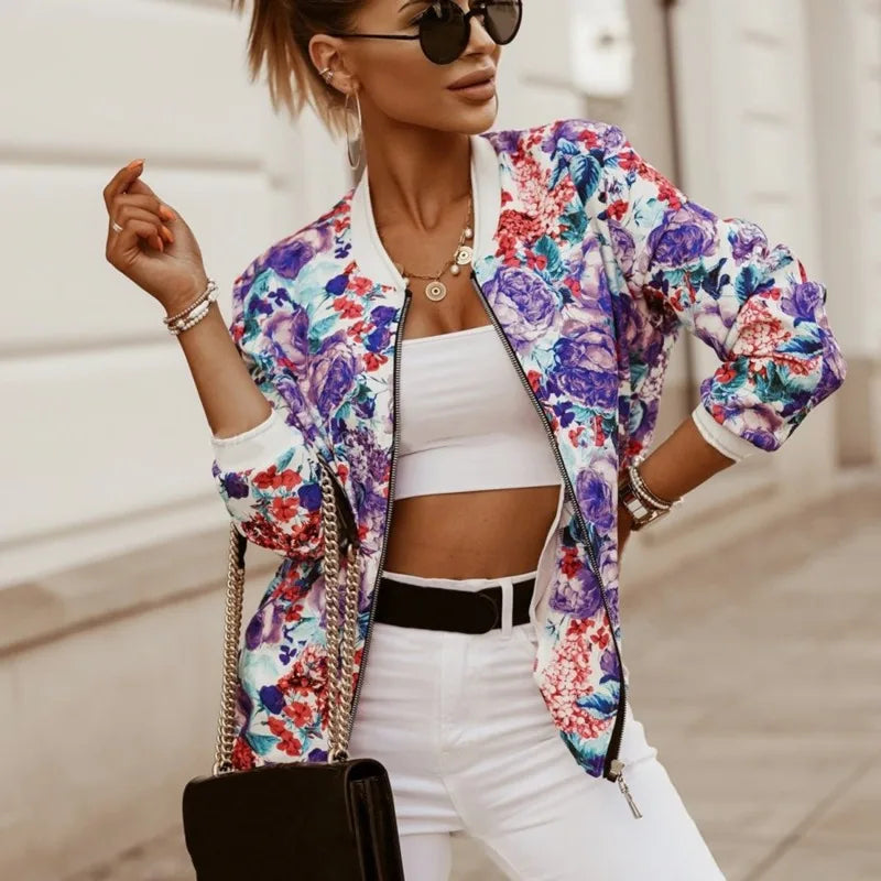 Levoire | Veste Élégante À Imprimé Floral À Manches Longues Lilas