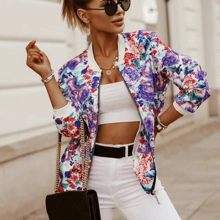 Levoire | Veste Élégante À Imprimé Floral À Manches Longues Lilas