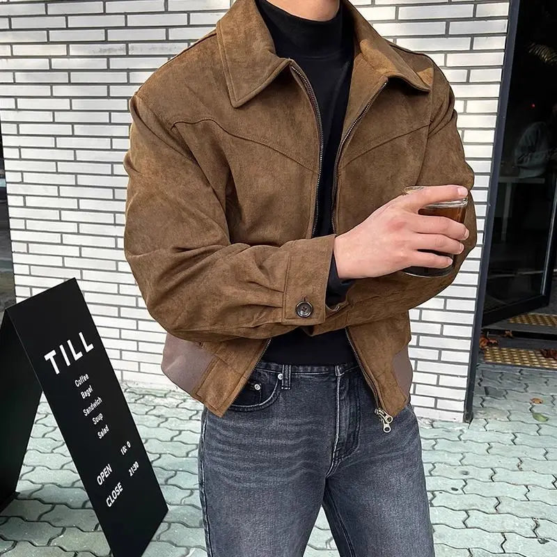 Levoire | Long Sleeve Jacket With Reversible Collar And Zip Closure Braun