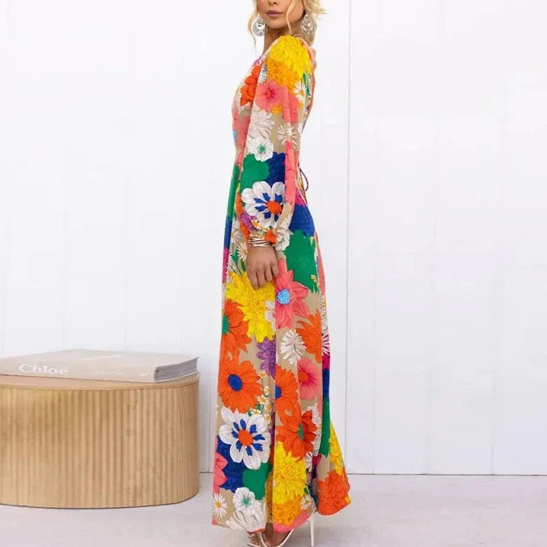 Levoire | Robe Maxi Fleurie Manches Bouffantes