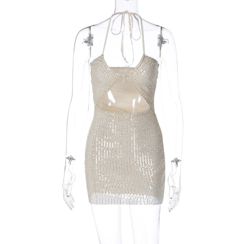 Levoire | Argent Paillettes Haut Sans Bretelles Robe Mini