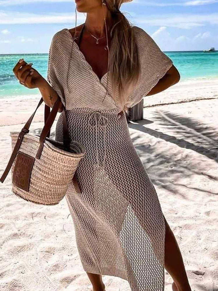 Levoire | Robe De Plage Tricotée beige