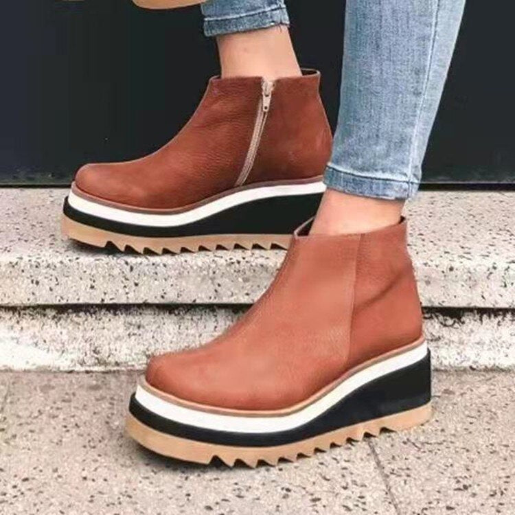 Levoire | Chaussures Basses Élégantes Pour Femmes Avec Zip Et Talon Haut Rot