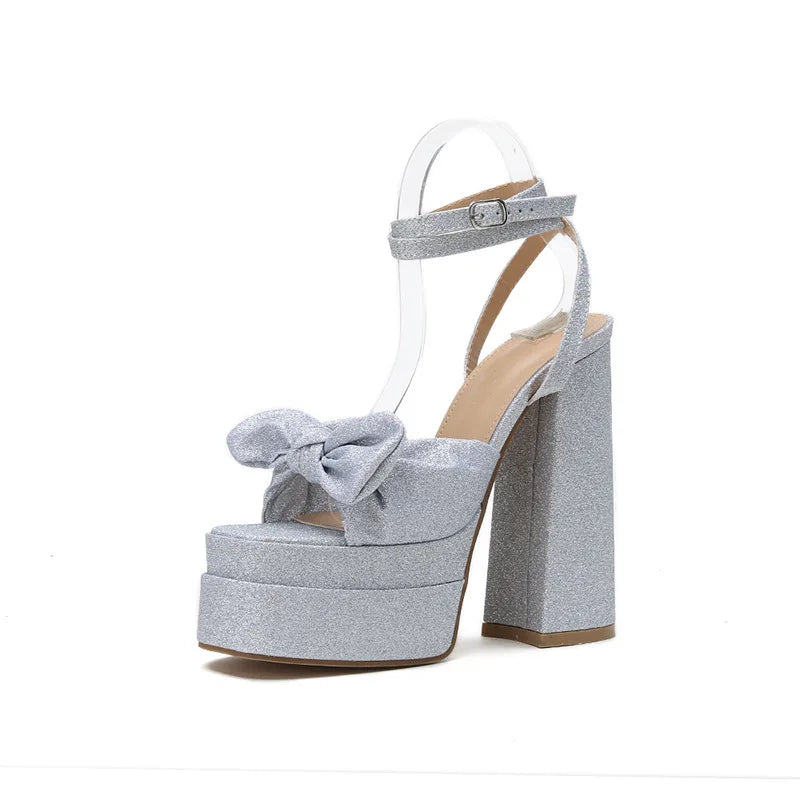 Levoire | Strass Plateforme Arc Talons Hauts Argent