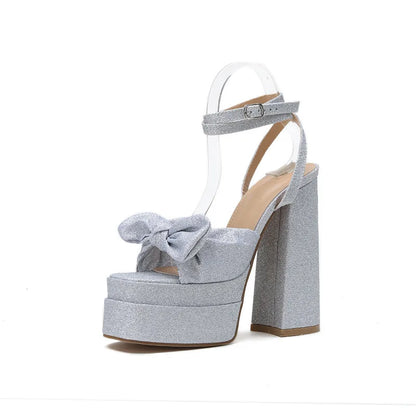 Levoire | Strass Plateforme Arc Talons Hauts Argent