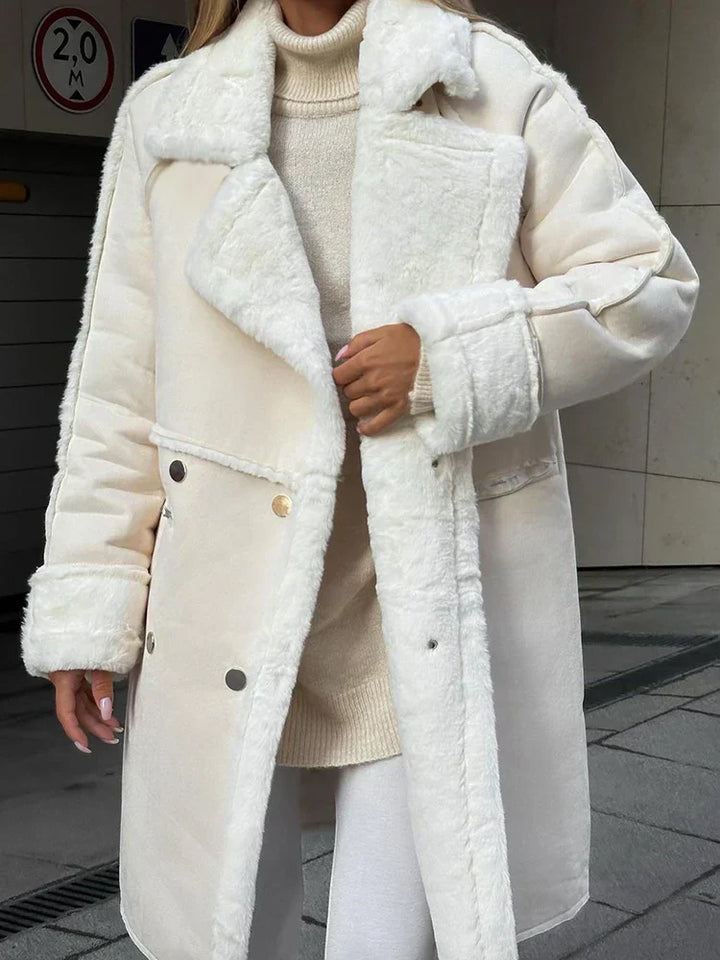 Levoire | Manteau long en fausse fourrure pour l'hiver Abricot