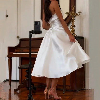Levoire | Long Strapless White Dress