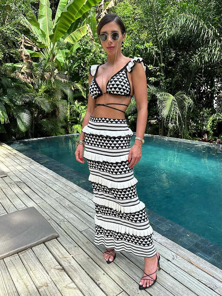 Levoire | Bralette Tricot Ruché Enveloppe Jupe Longue Ensemble