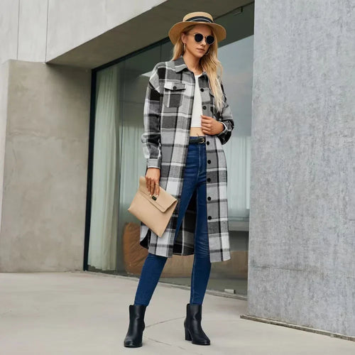 Levoire | Veste Trench À Carreaux Pour Femmes Avec Fentes Latérales Et Poches