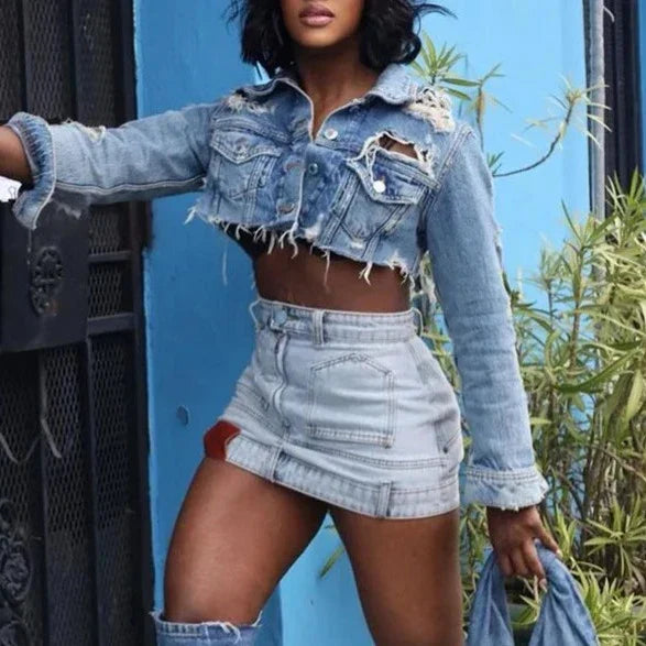 Levoire | Weinlese Denim Y2K Mini-Jupe