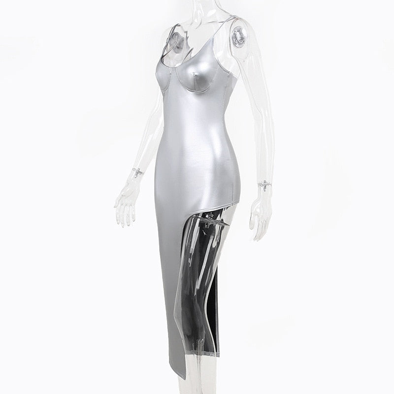 Levoire | Robe Midi À Bretelles Spaghetti Métalliques