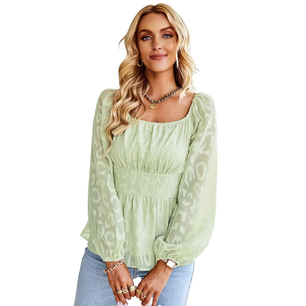 Levoire | Blouse Avec Des Manches Bouffantes Pour Femmes Vert clair