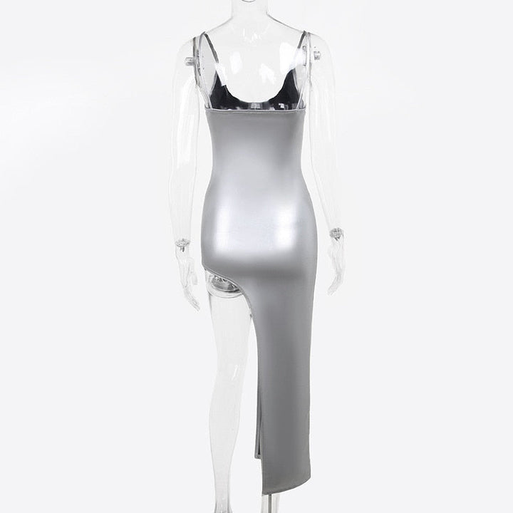 Levoire | Robe Midi À Bretelles Spaghetti Métalliques