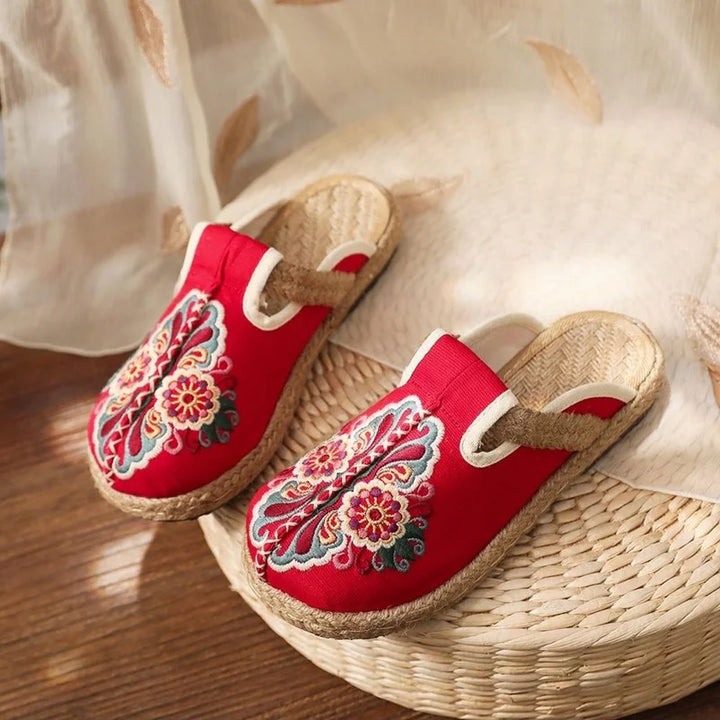 Levoire | Tissu Rentokangasta Chaussures Brodées Faites À La Main Rot