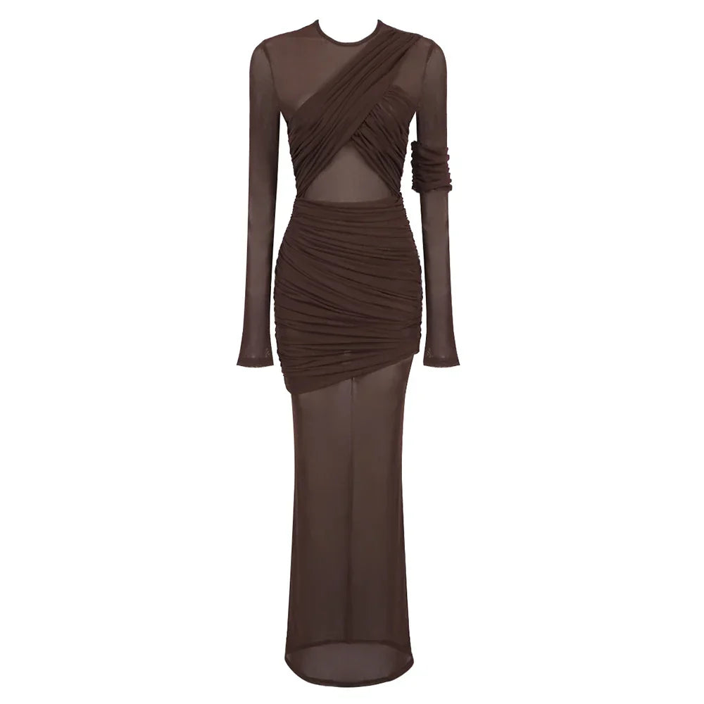 Levoire | Robe En Tulle Froncé À Manches Longues
