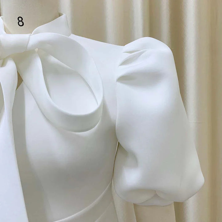 Levoire | Col Côté Bouffant Manches Courtes Robes Longues