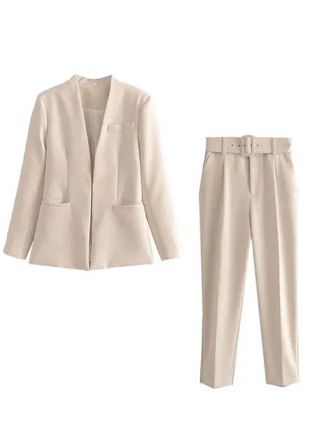 Levoire | Classique Blazer Et Pantalons Beige