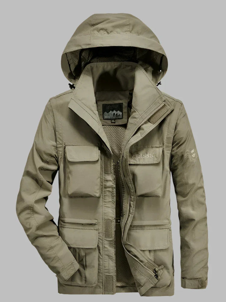 Levoire | Manteau Multi Poches Long Avec Capuche Pour Hommes Khaki