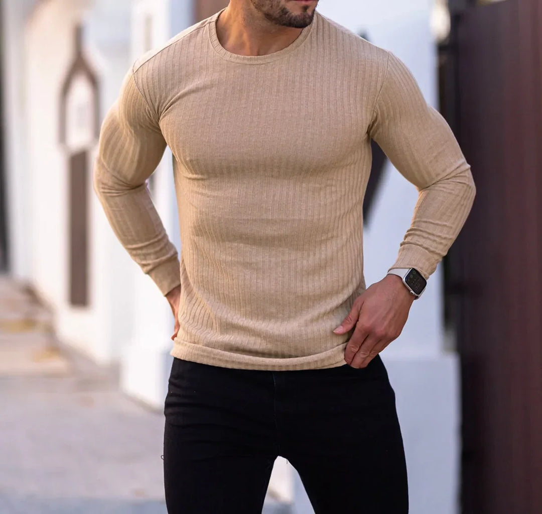 Levoire | Pull En Tricot Ajusté Avec Motif En Torsades Pour Hommes Khaki