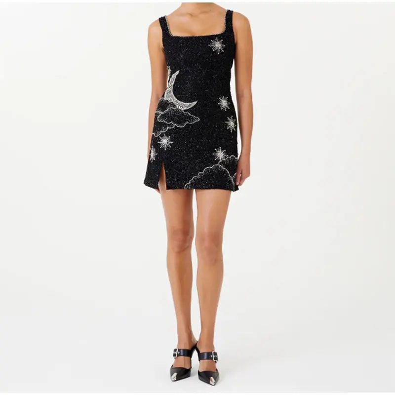 Levoire | Robe Soirée Mini Sans Bretelles Sequins Célestes