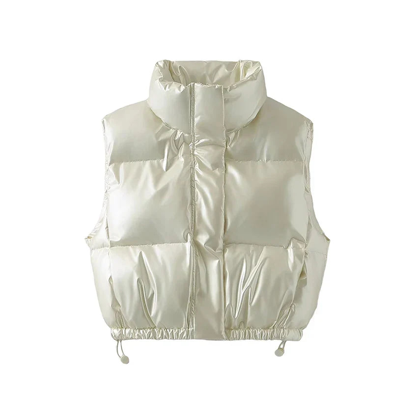 Levoire | Veste Sans Manches Chaude À Col Haut Avec Fermeture Éclair Blanc