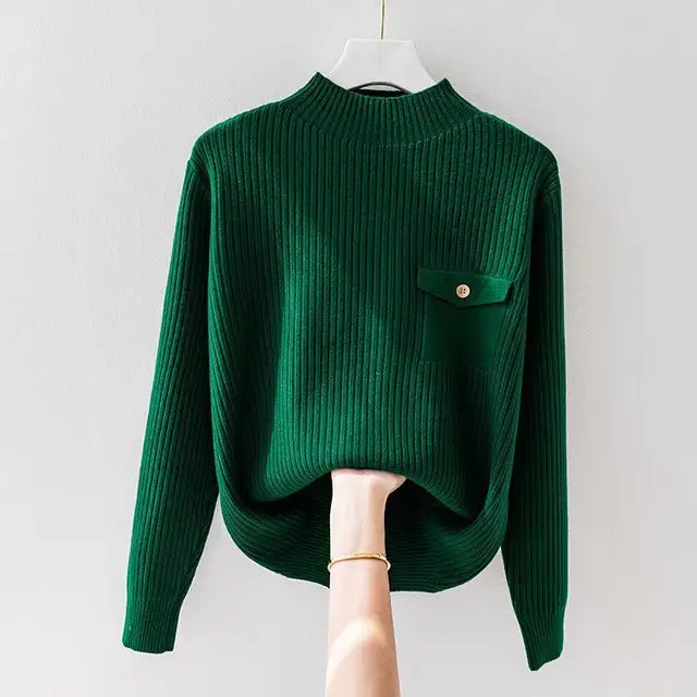 Levoire | Pull En Maille Fine Simple Et Élégante Vert