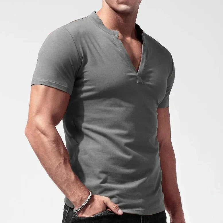 Levoire | T-shirt Henley en Coton avec Technologie Anti-Sueur et Coupe Musclée pour Hommes