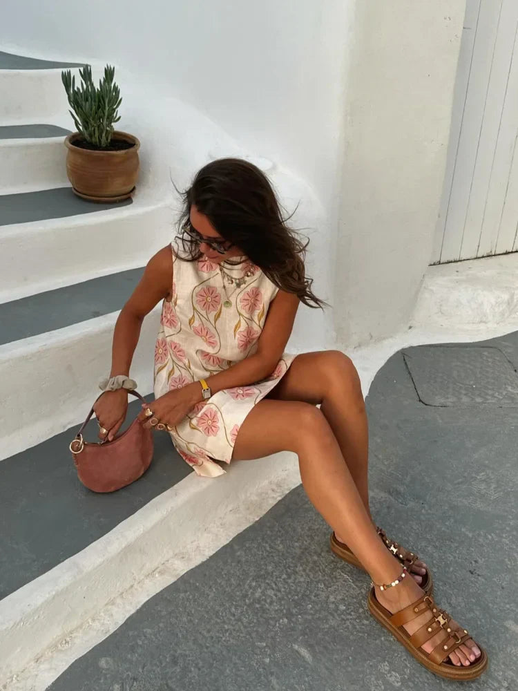 Levoire | Élégante Robe Avec Motif Floral Et Fente Délicate