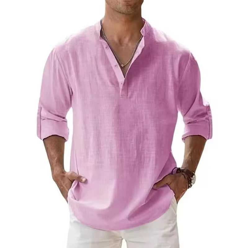 Levoire | Chemise En Lin Pour Hommes Fraîche Et Respirante Rosa