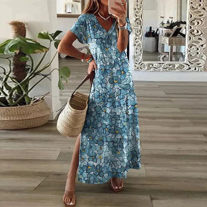 Levoire | Robe À Motifs Floraux Dans Une Couleur Fraîche Bleu