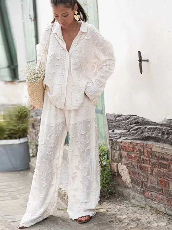 Levoire | Ensemble Pantalon Avec Broderie Et Blouse À Manches Longues Pantalon