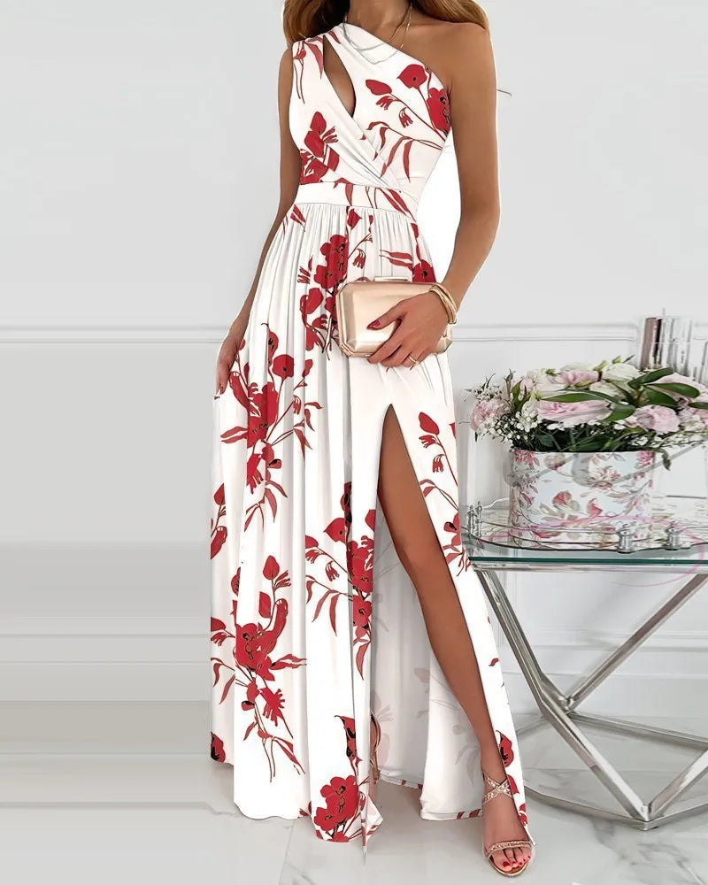 Levoire | Robe Maxi Élégante À Coupe Asymétrique Blanc