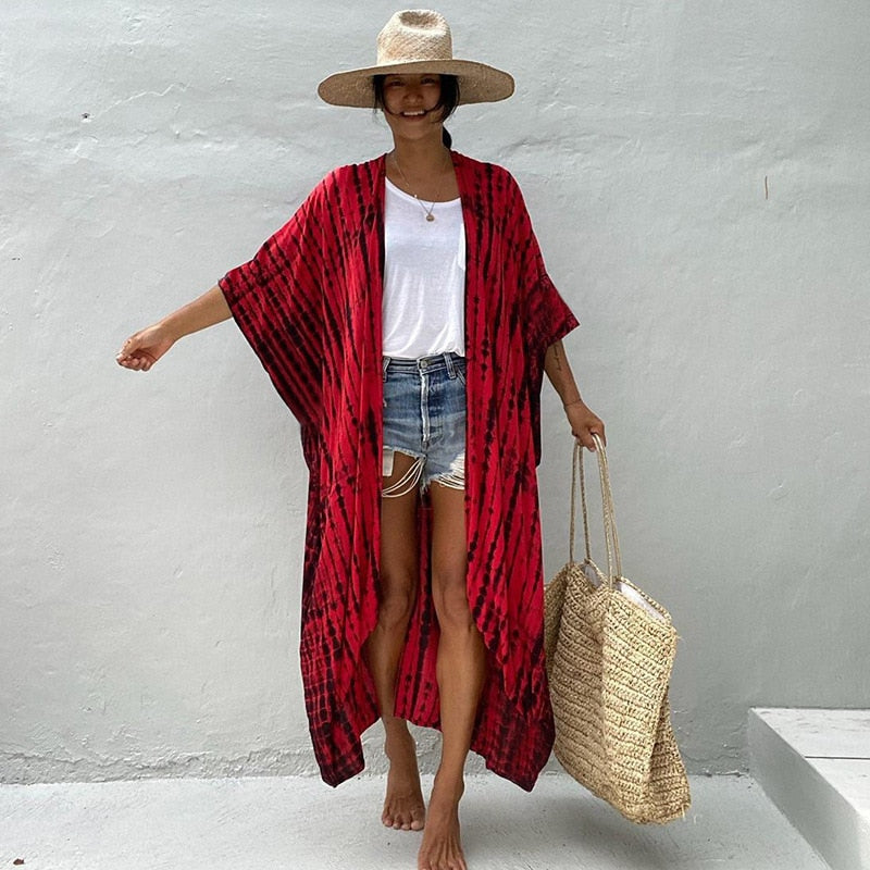 Levoire | Long Kimono De Plage Triangulum Rot Universel