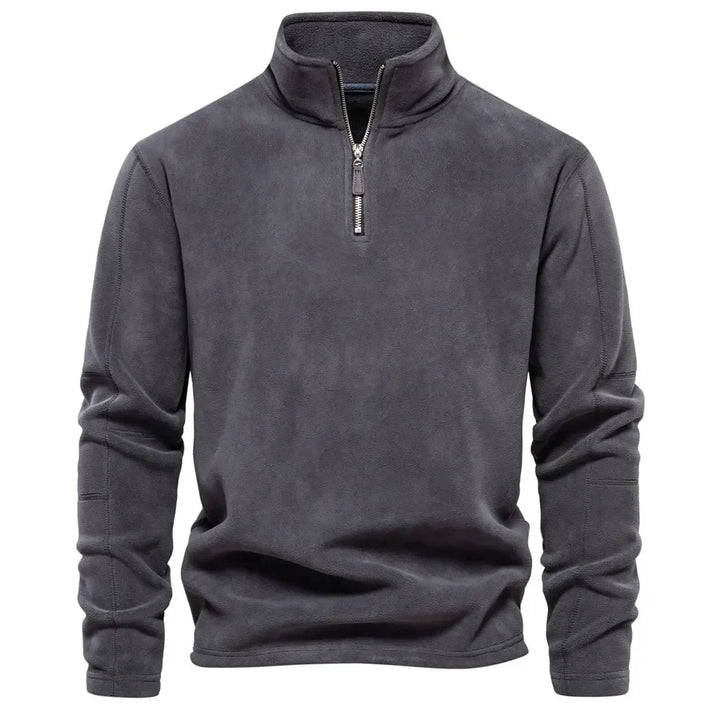 Levoire | Premium Décontracté Pullover En Fleece Avec Fermeture Éclair Et Col Gris foncé