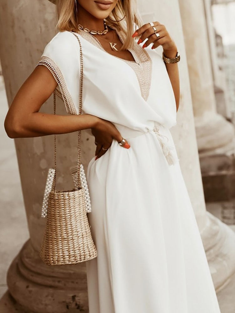 Levoire | Taille Été Midi Robe Slim Hollow Out Robe De Fête Décontracté Coupe Lâche