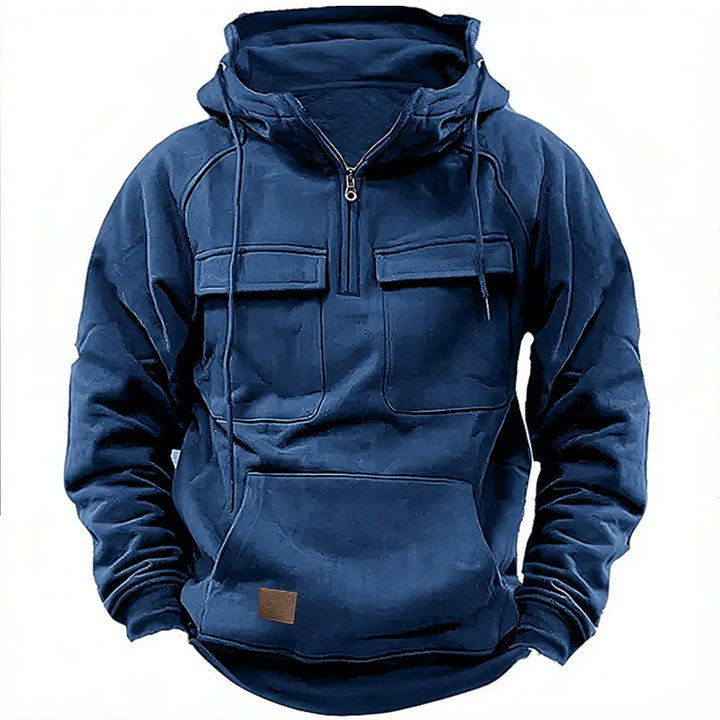 Levoire | Sweat à Capuche à Manches Longues et Poches Zippées Bleu
