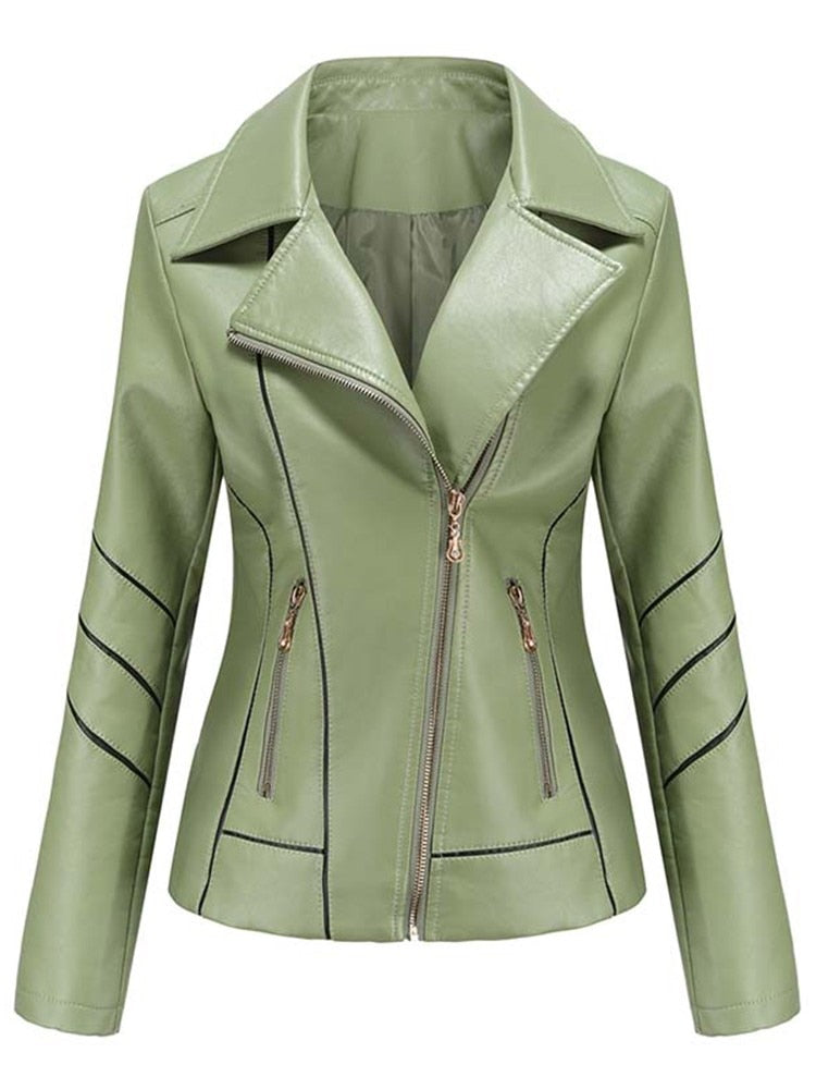 Levoire | Veste En Simili Cuir Élégante Pour Femmes Vert