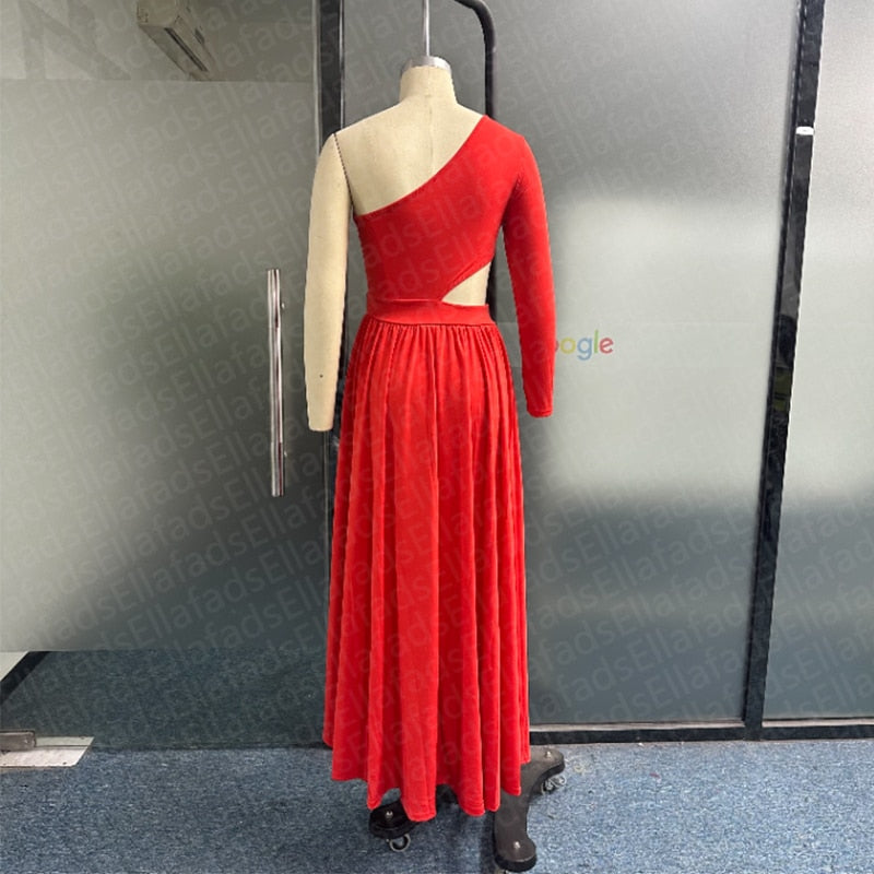 Levoire | Robe À Une Épaule À Manches Longues Avec Motif Découpé