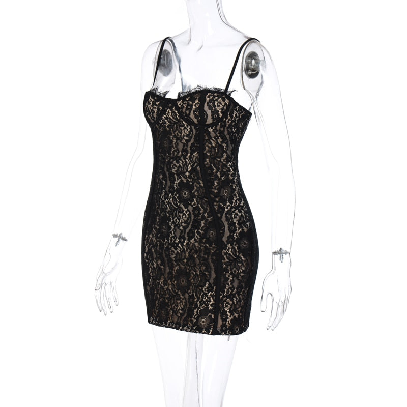 Levoire | Mini Black Dress With Spaghetti Straps