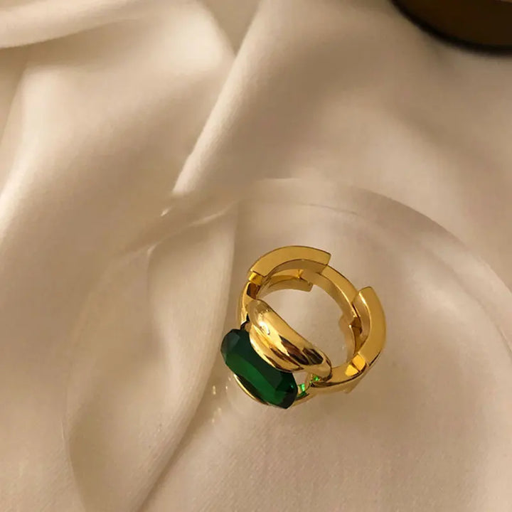 Levoire | Bague Ouverte En Pierre Verte Dorée