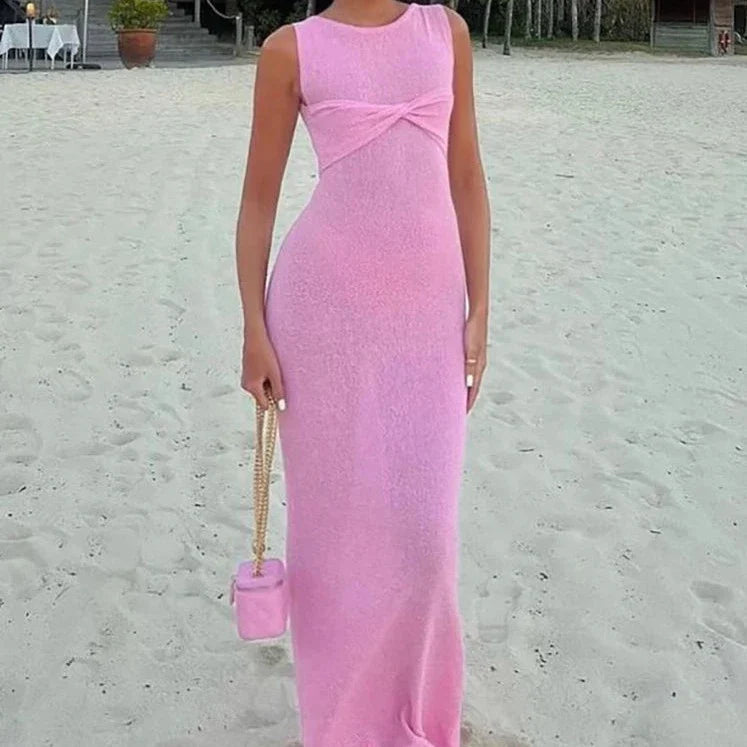 Levoire | Robe De Plage Longue En Style Estival Rosa