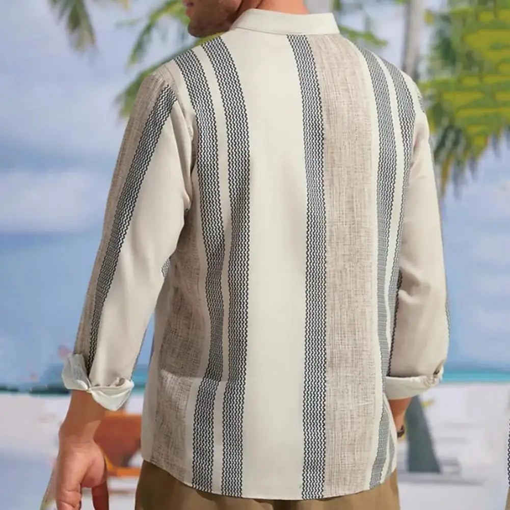 Levoire | Chemise À Manches Longues Avec Col Montant Pour Hommes