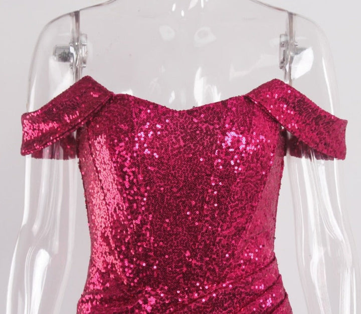 Levoire | Rosa Pailleté Sans Dos Mini Robe