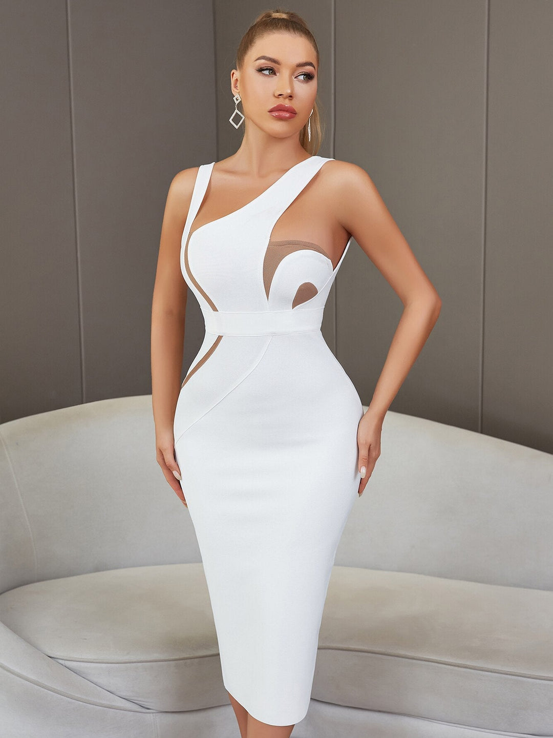 Levoire | Haut Sans Bretelles Dos Ouvert Midi Bodycon Robes