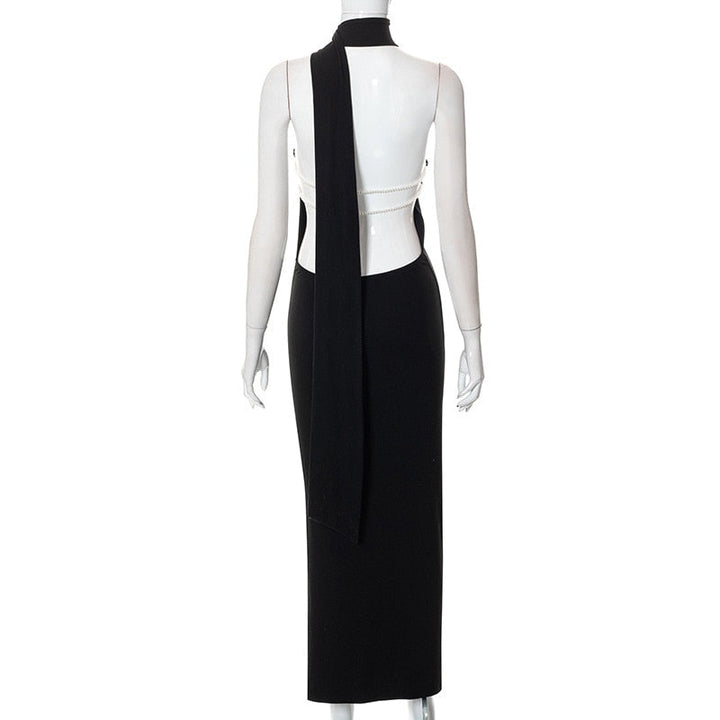 Levoire | Noir Fils Perle Jupe Longue Robe
