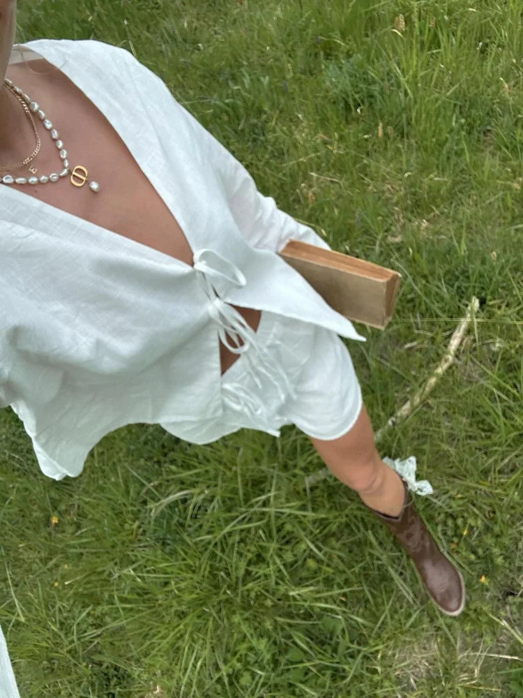 Levoire | Blouse Élégante Avec Lacets Et Manches Longues