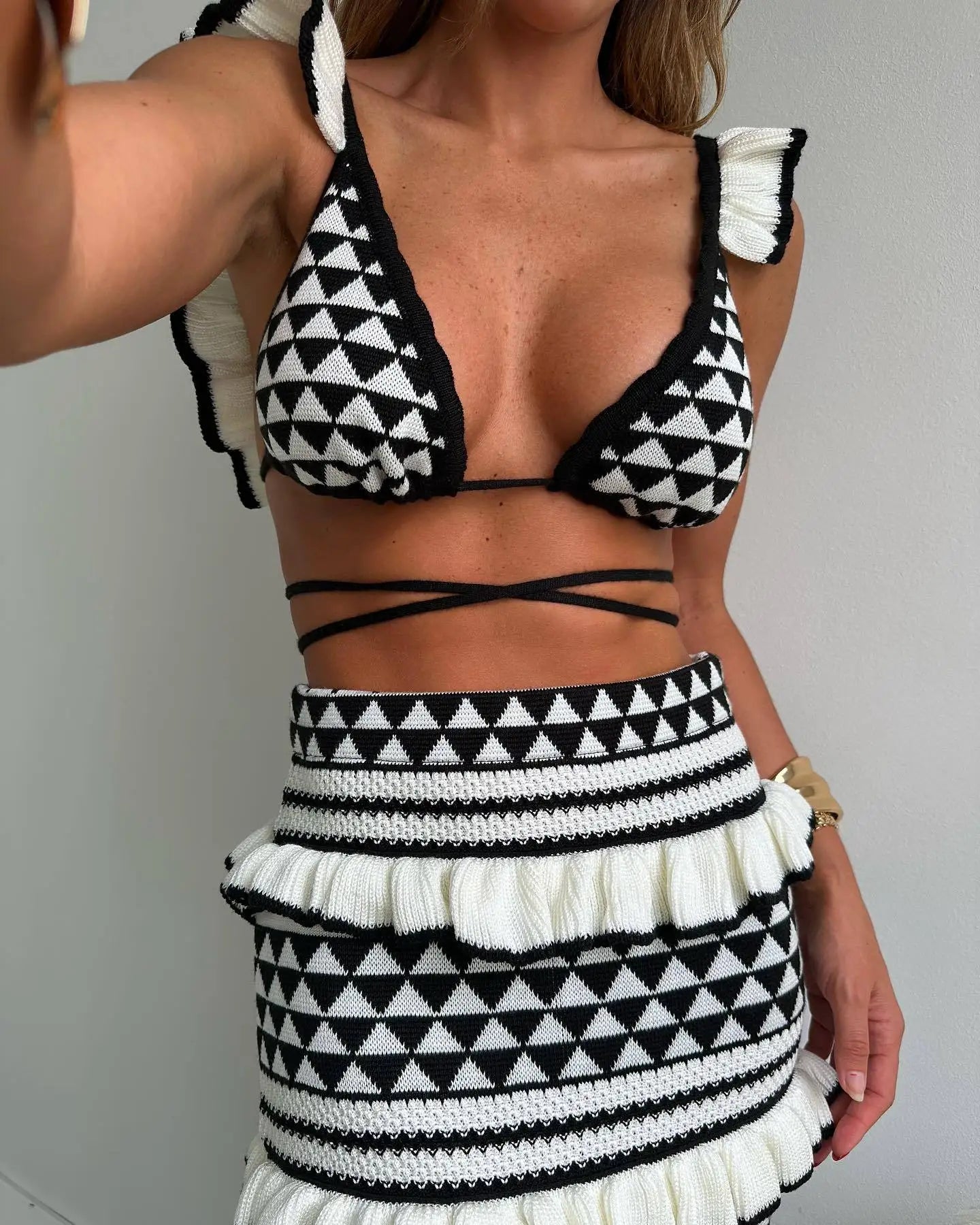 Levoire | Bralette Tricot Ruché Enveloppe Jupe Longue Ensemble