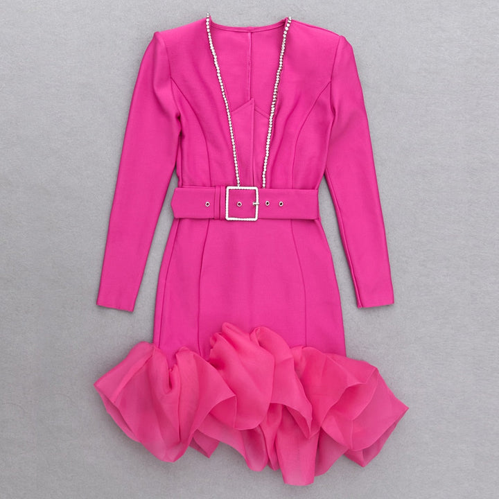 Levoire | Robe Bodycon Mini À Manches Longues Et Col V Froncé