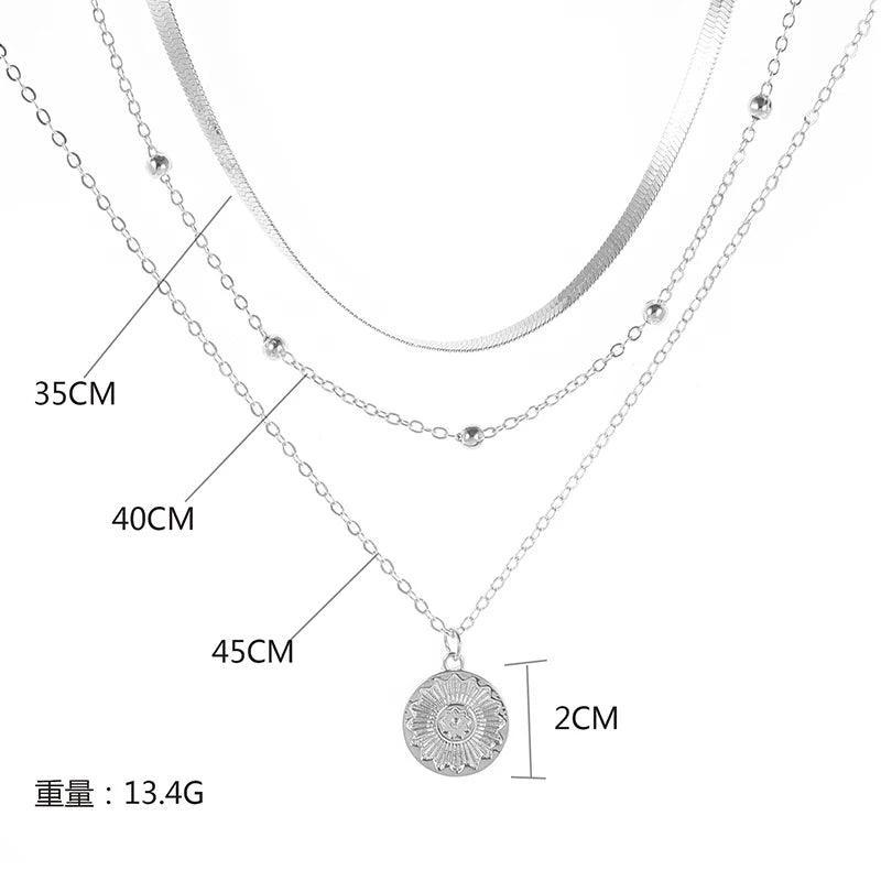 Levoire | 925 Argent Sterling Trois Couches Collier Rond
